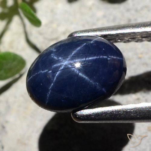 Zaffiro stellato Blu navy naturale da 1.27 ct, Taglio ovale, Opaco