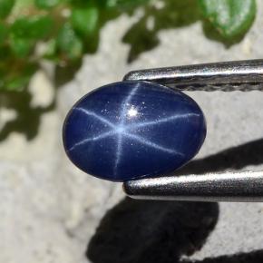 Zaffiro stellato Blu naturale da 0.85 ct, Taglio ovale, Opaco