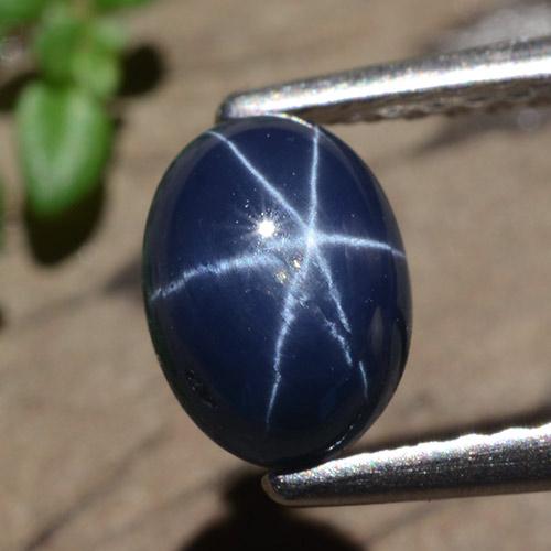 Zaffiro stellato naturale blu da 1,58 ct, taglio ovale, opaco