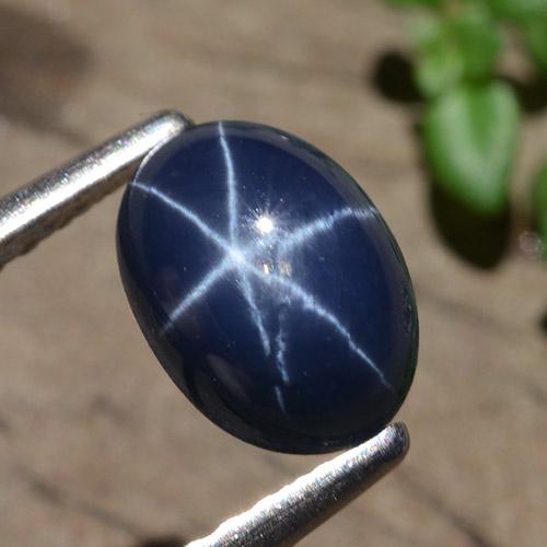 Zaffiro stellato naturale blu da 1,58 ct, taglio ovale, opaco