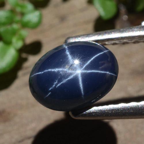Zaffiro stellato naturale blu da 1,58 ct, taglio ovale, opaco