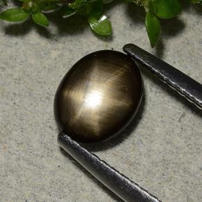 Zaffiro stellato naturale nero da 1,15 ct, taglio ovale, opaco