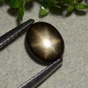 Zaffiro stellato naturale nero da 1,15 ct, taglio ovale, opaco