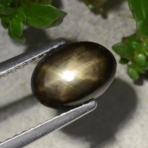 Zaffiro stellato naturale nero da 2,20 ct, taglio ovale, opaco