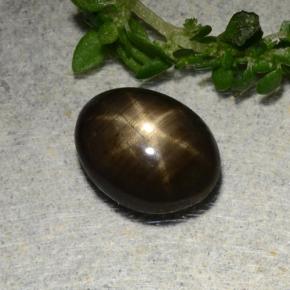 Zaffiro stellato naturale nero da 1,97 ct, taglio ovale, opaco