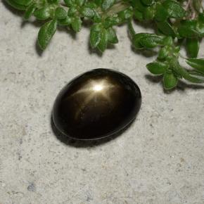 Zaffiro stellato naturale nero da 2,45 ct, taglio ovale, opaco
