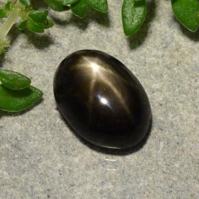 Zaffiro stellato naturale nero da 2,91 ct, taglio ovale, opaco