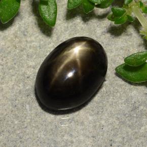 Zaffiro stellato naturale nero da 2,91 ct, taglio ovale, opaco