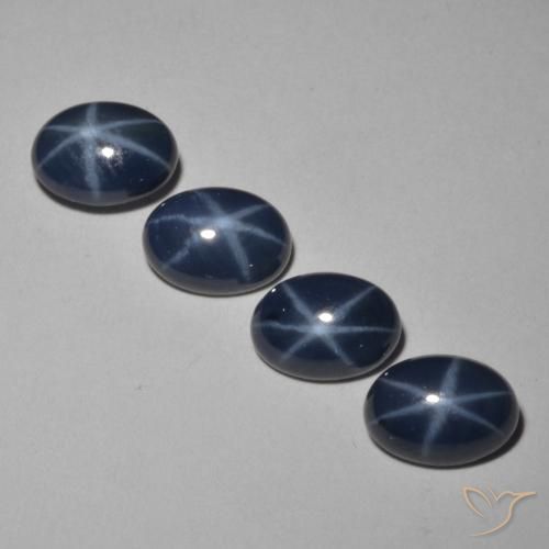 Gemme di zaffiro stellato blu scuro profondo naturale da 4,05 ct, taglio ovale, opaco