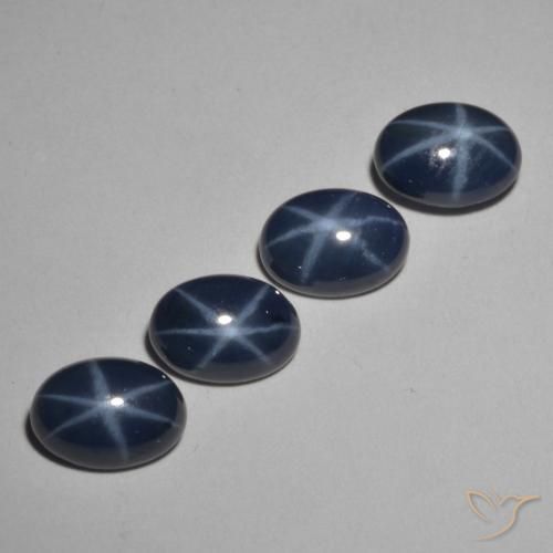Gemme di zaffiro stellato blu scuro profondo naturale da 4,05 ct, taglio ovale, opaco