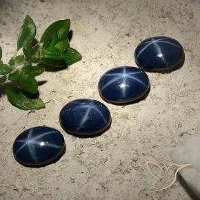 Gemme di Zaffiro stellato Blu scuro profondo naturale da 3.92 ct, Ovale, Opaco