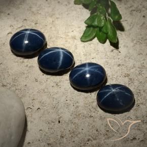 Gemme di Zaffiro stellato Blu scuro naturale da 6.04 ct, Ovale, Opaco
