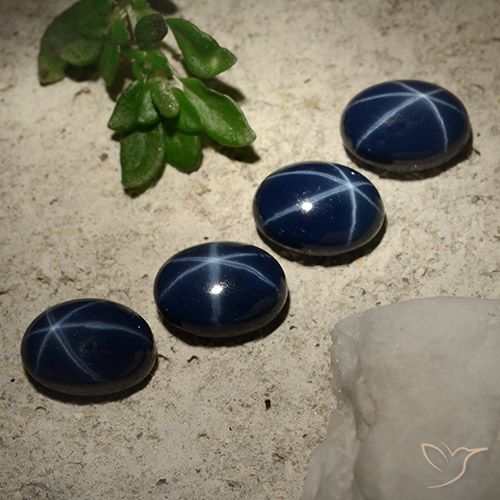 5.36ctw Naturale Blu scuro Zaffiro stellato, Ovale, Opaco