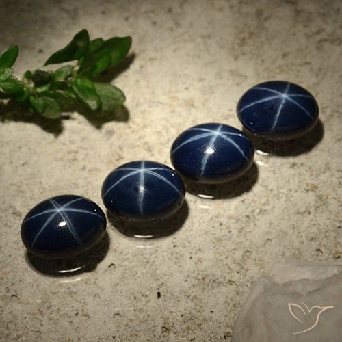 Gemme di Zaffiro stellato Blu scuro naturale da 6.11 ct, Ovale, Opaco
