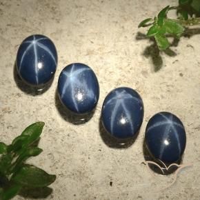 Gemme di Zaffiro stellato Blu scuro profondo naturale da 3.44 ct, Ovale, Opaco