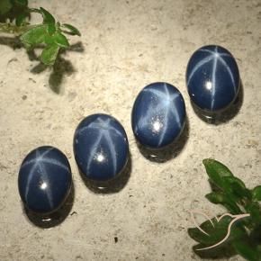 Gemme di Zaffiro stellato Blu scuro profondo naturale da 3.44 ct, Ovale, Opaco