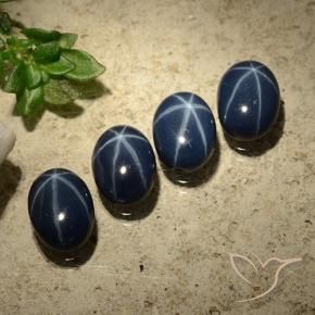 Gemme di Zaffiro stellato Blu scuro profondo naturale da 4.46 ct, Ovale, Opaco