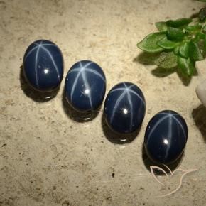 Gemme di Zaffiro stellato Blu scuro profondo naturale da 4.46 ct, Ovale, Opaco
