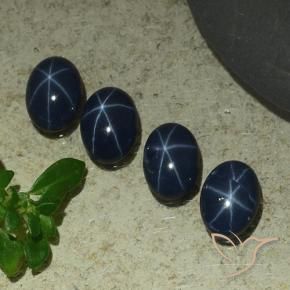 Gemme di Zaffiro stellato Blu scuro profondo naturale da 3.93 ct, Ovale, Opaco