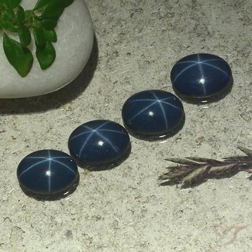 Gemme di Zaffiro stellato Blu scuro naturale da 3.45 ct, Ovale, Opaco