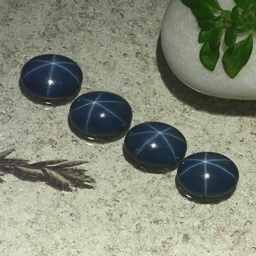 Gemme di Zaffiro stellato Blu scuro naturale da 3.45 ct, Ovale, Opaco