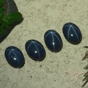 Gemme di Zaffiro stellato Blu scuro naturale da 4.04 ct, Ovale, Opaco
