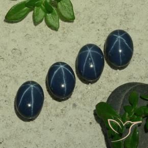 Gemme di Zaffiro stellato Blu scuro profondo naturale da 4.94 ct, Ovale, Opaco