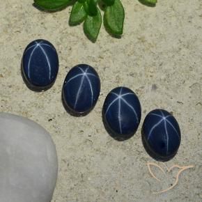 Gemme di Zaffiro stellato Blu scuro naturale da 3.89 ct, Ovale, Opaco