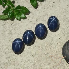 Gemme di Zaffiro stellato Blu scuro profondo naturale da 4.18 ct, Ovale, Opaco