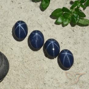 Gemme di Zaffiro stellato Blu scuro profondo naturale da 4.18 ct, Ovale, Opaco
