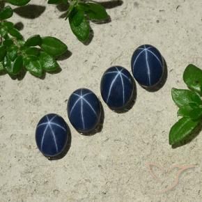 Gemme di Zaffiro stellato Blu scuro naturale da 3.45 ct, Ovale, Opaco