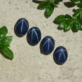 Gemme di Zaffiro stellato Blu scuro naturale da 3.45 ct, Ovale, Opaco
