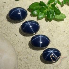 Gemme di Zaffiro stellato Blu scuro profondo naturale da 5.18 ct, Ovale, Opaco