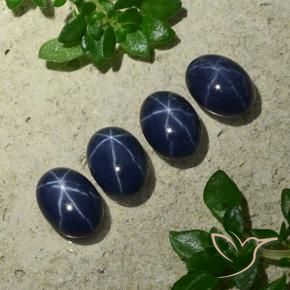 Gemme di Zaffiro stellato Blu scuro naturale da 4.39 ct, Ovale, Opaco