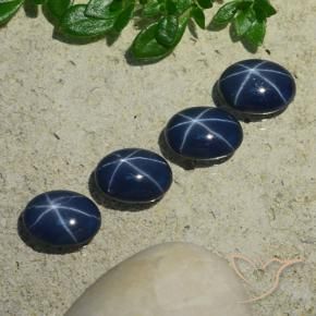Gemme di Zaffiro stellato Blu scuro naturale da 3.75 ct, Ovale, Opaco