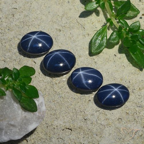4.08ctw Naturale Blu scuro Zaffiro stellato, Ovale, Opaco