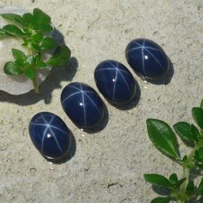 Zaffiro stellato naturale blu da 5,20 ct, taglio ovale, opaco