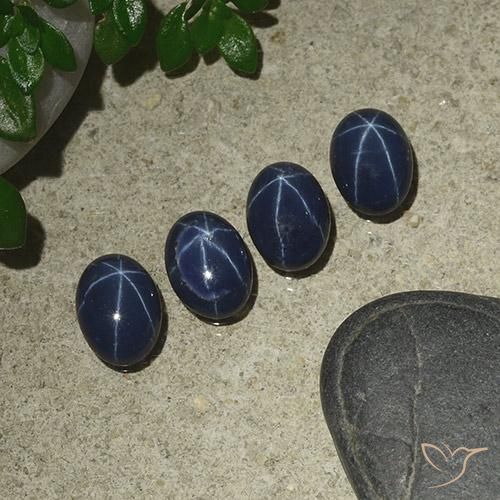Gemme di Zaffiro stellato Blu scuro naturale da 3.81 ct, Ovale, Opaco