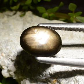 Zaffiro stellato naturale nero da 2,71 ct, taglio ovale, opaco