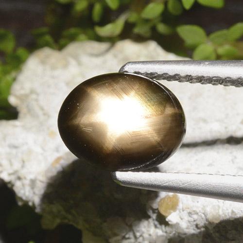 Zaffiro stellato naturale nero da 2,65 ct, taglio ovale, opaco