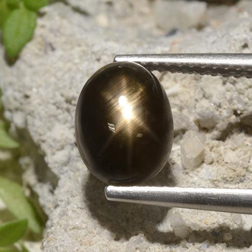 Zaffiro stellato Nero naturale da 3.94 ct, Taglio ovale, Opaco