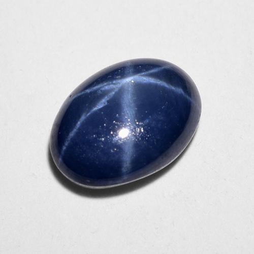 Zaffiro stellato naturale blu da 1,28 ct, taglio ovale, traslucido