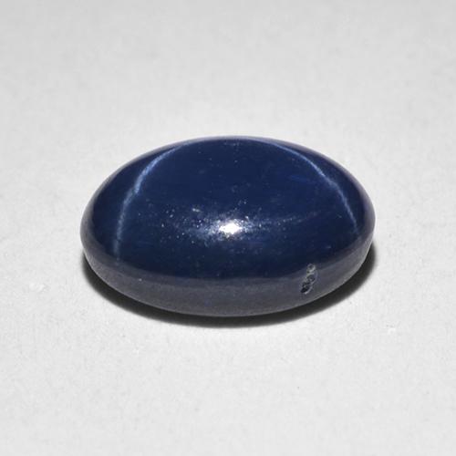 Zaffiro stellato naturale blu da 1,28 ct, taglio ovale, traslucido