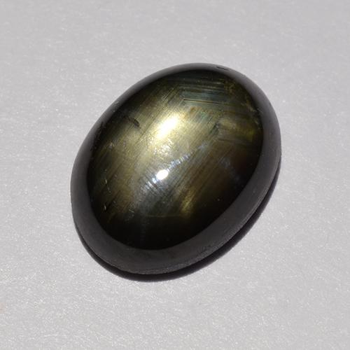 Zaffiro stellato naturale nero da 1,47 ct, taglio ovale, opaco