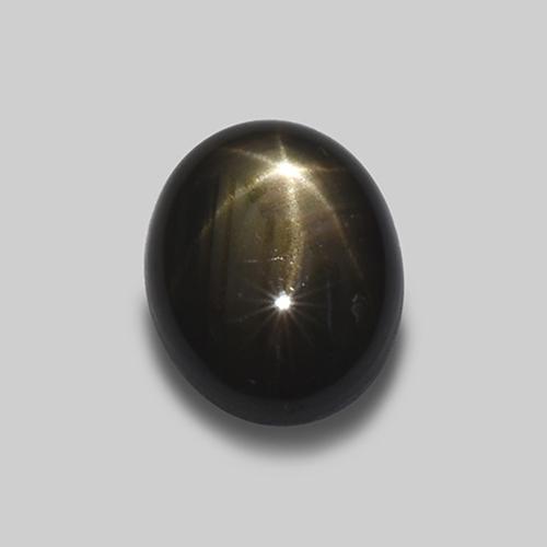 Zaffiro stellato naturale nero da 1,62 ct, taglio ovale, opaco