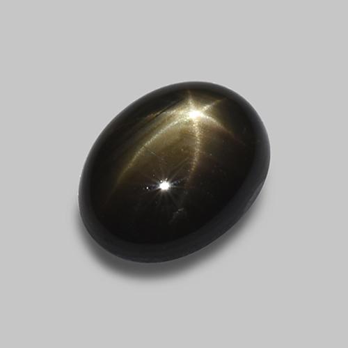 Zaffiro stellato naturale nero da 1,62 ct, taglio ovale, opaco