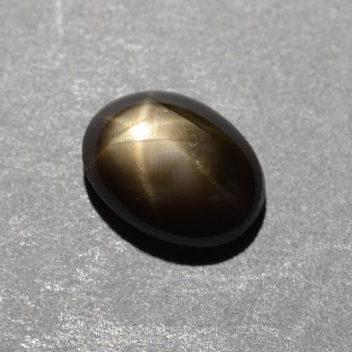 Zaffiro stellato naturale nero da 1,12 ct, taglio ovale, opaco