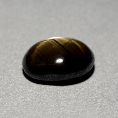 Zaffiro stellato naturale nero da 1,16 ct, taglio ovale, opaco