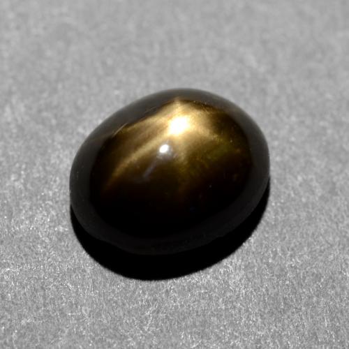 Zaffiro stellato naturale nero da 1,31 ct, taglio ovale, opaco