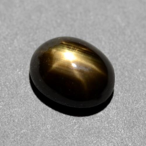 Zaffiro stellato naturale nero da 1,31 ct, taglio ovale, opaco